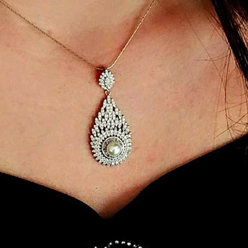 Sparkling Sterling Silver & Pearl Pendent